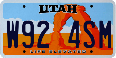 UT license plate W924SM