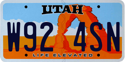 UT license plate W924SN