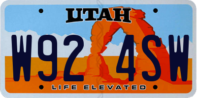 UT license plate W924SW