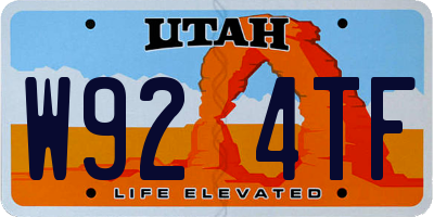 UT license plate W924TF