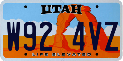UT license plate W924VZ