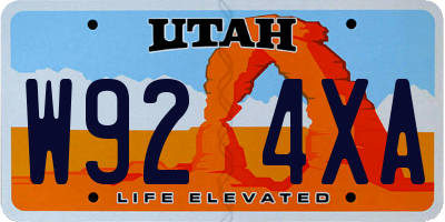 UT license plate W924XA