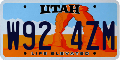 UT license plate W924ZM