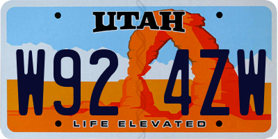 UT license plate W924ZW