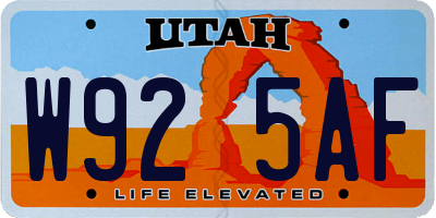 UT license plate W925AF