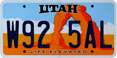 UT license plate W925AL