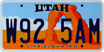 UT license plate W925AM