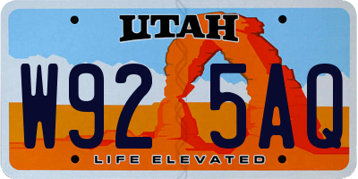 UT license plate W925AQ