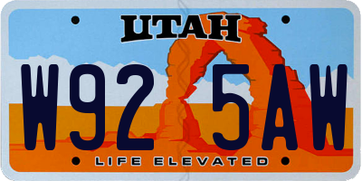 UT license plate W925AW
