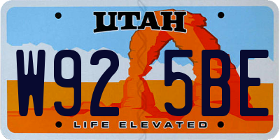 UT license plate W925BE