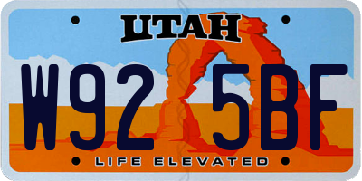 UT license plate W925BF