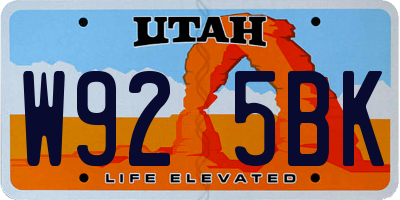 UT license plate W925BK