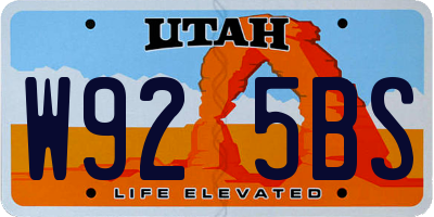 UT license plate W925BS