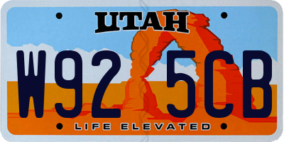 UT license plate W925CB