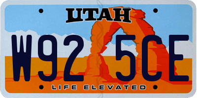 UT license plate W925CE