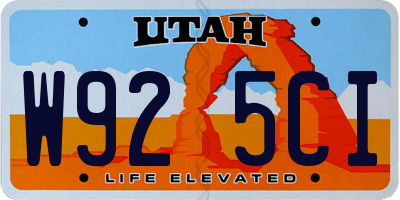UT license plate W925CI