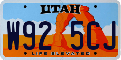 UT license plate W925CJ