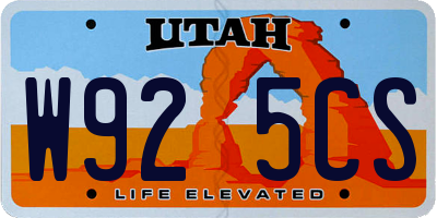 UT license plate W925CS