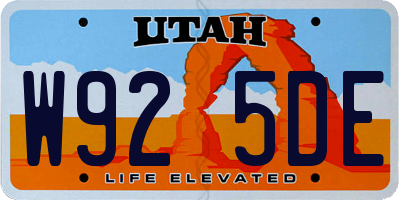 UT license plate W925DE