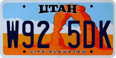 UT license plate W925DK
