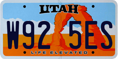 UT license plate W925ES