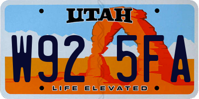 UT license plate W925FA