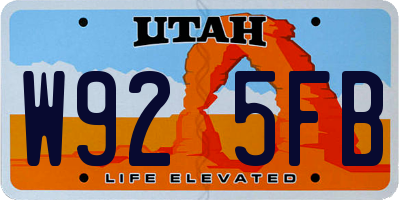 UT license plate W925FB