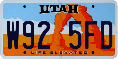 UT license plate W925FD