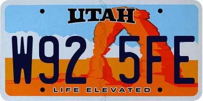 UT license plate W925FE