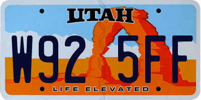 UT license plate W925FF