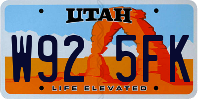 UT license plate W925FK