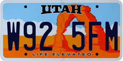 UT license plate W925FM
