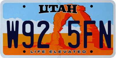 UT license plate W925FN
