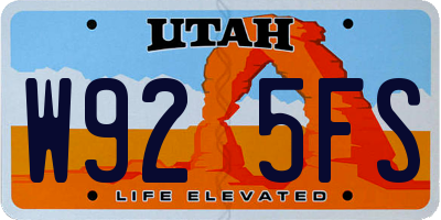 UT license plate W925FS