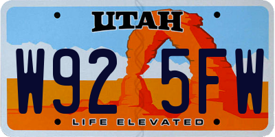 UT license plate W925FW