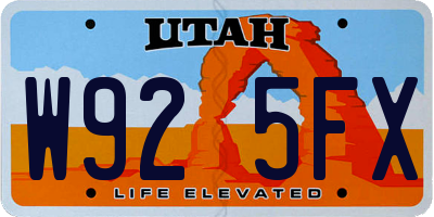 UT license plate W925FX