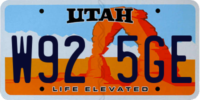 UT license plate W925GE