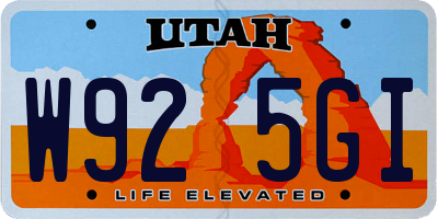 UT license plate W925GI