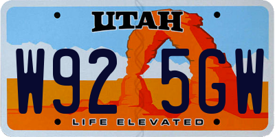 UT license plate W925GW