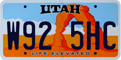 UT license plate W925HC