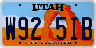 UT license plate W925IB
