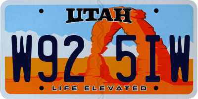 UT license plate W925IW