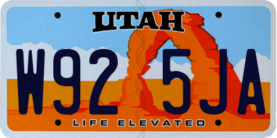 UT license plate W925JA
