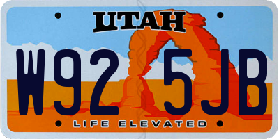 UT license plate W925JB