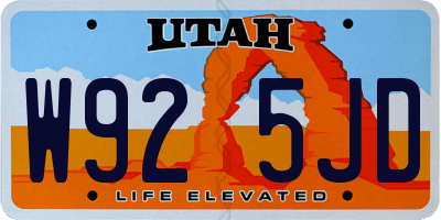 UT license plate W925JD