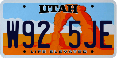 UT license plate W925JE