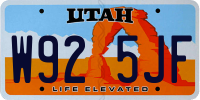 UT license plate W925JF