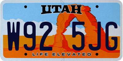 UT license plate W925JG