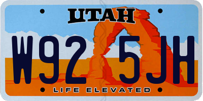 UT license plate W925JH
