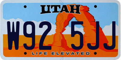 UT license plate W925JJ